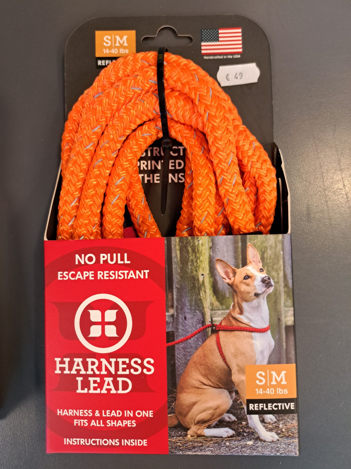 HARNESS LEAD S/M ORANGE REFLECT Yvan's Dierenspeciaalzaak
